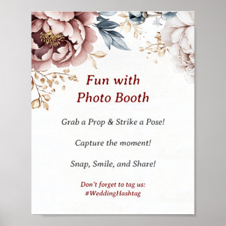 Victorian Peony Luxe Wedding Photo Booth Sign