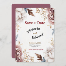 Victorian Peony Luxe Wedding Save the Date Card