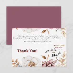 Victorian Peony Luxe Wedding Thank You Card