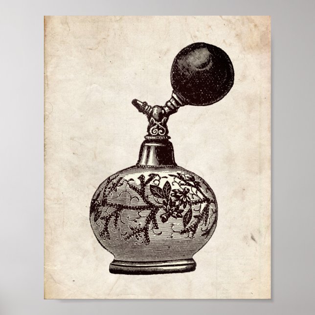 Victorian Perfume Bottle Illustration Poster (Front)