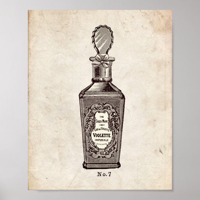 Victorian Perfume Bottle Illustration Poster (Front)