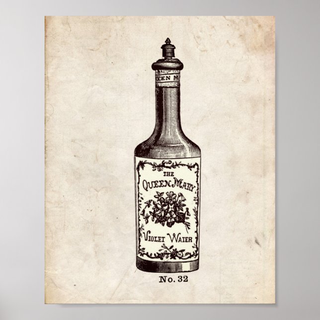 Victorian Perfume Bottle Illustration Poster (Front)