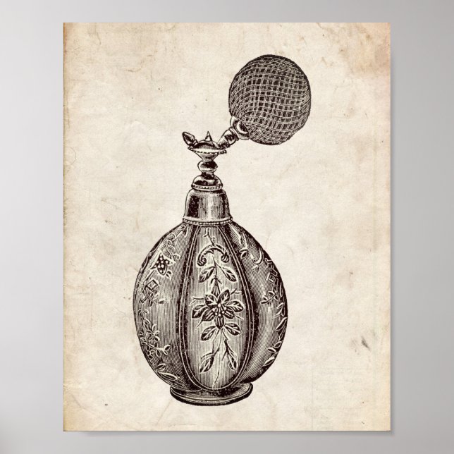 Victorian Perfume Bottle Illustration Poster (Front)