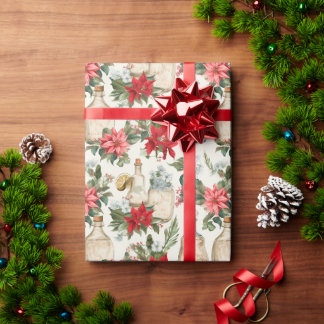 Victorian perfume bottles Christmas florals Wrapping Paper