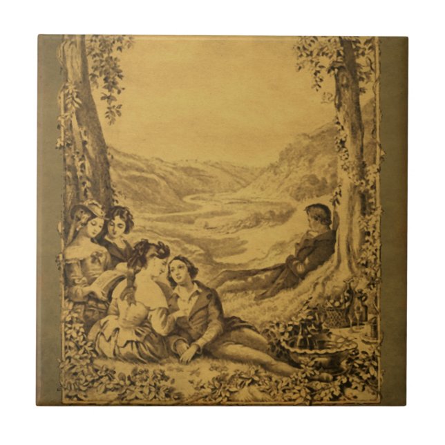 Victorian Picnic Vintage Art Tile (Front)
