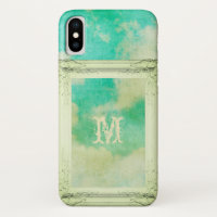 Victorian picture frame sky cloud teal cream
