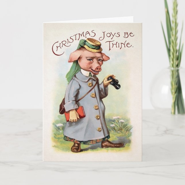 Victorian Pig Christmas Card (Front)