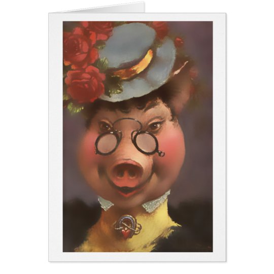 Victorian pig lady card  zazzlecouk Victorian pig lady card  zazzlecouk