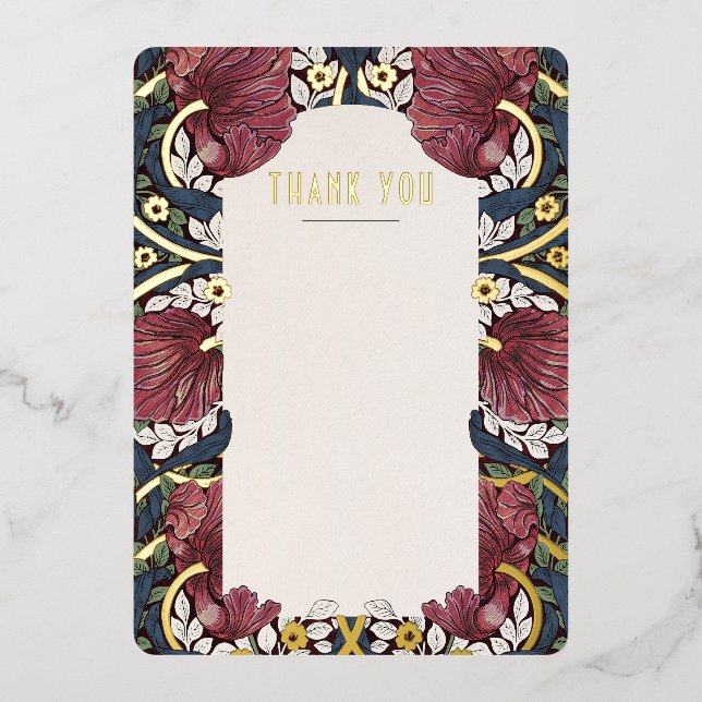 Victorian Pimpernel Floral Gold Thank You Card (Front)