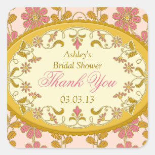 Victorian Pink Gold Favour Bridal Shower Stickers