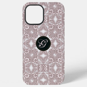 Victorian pink pattern. Monogram. iPhone 12 Pro Max Case