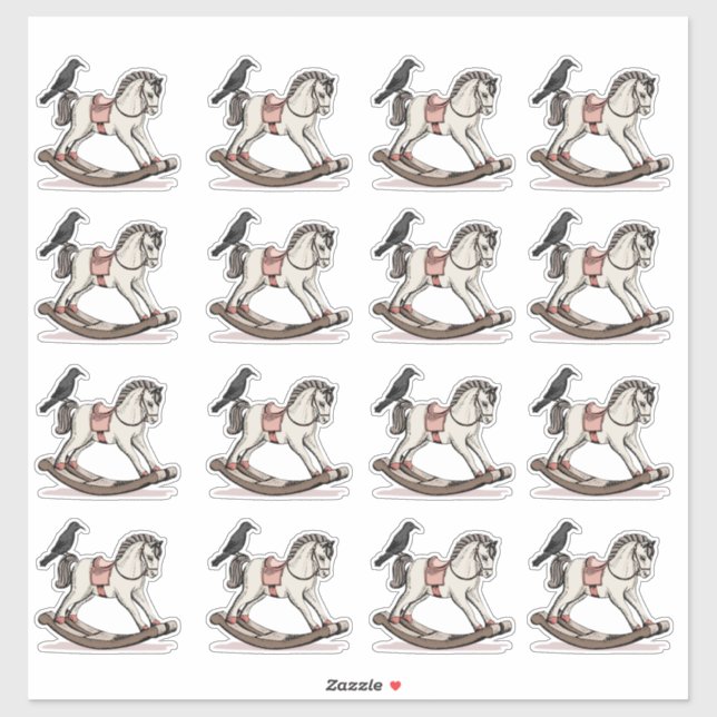 Victorian Pink Rocking Horse Sticker Sheet (Sheet)