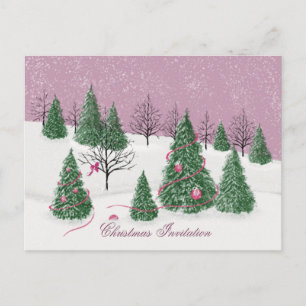 Victorian Pink Rose Forest Holiday Letter Card