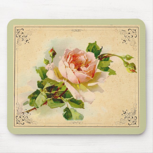 Victorian Pink Rose Mouse Mat (Front)