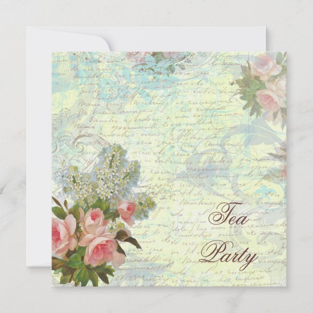 Victorian Pink Rose Tea Party Invitation (Front)