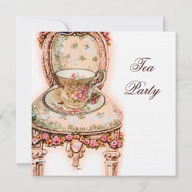 Victorian Pink Rose Tea Party Invitation (Front)
