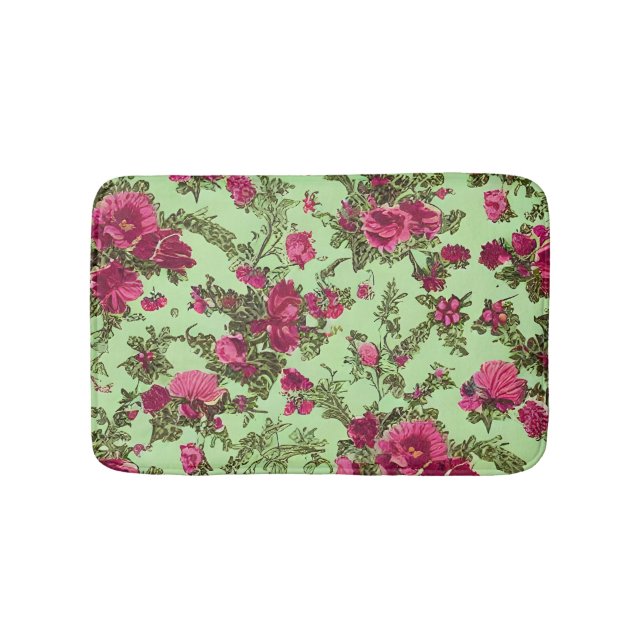 Victorian Pink Roses Bath Mat (Front)