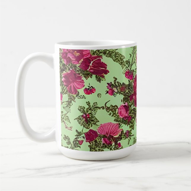 Victorian Pink Roses Coffee Mug (Left)