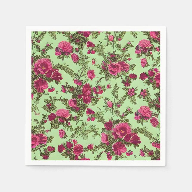 Victorian Pink Roses Napkin (Front)