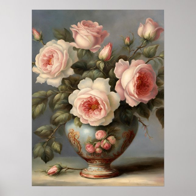 Victorian Pink Roses  Poster (Front)