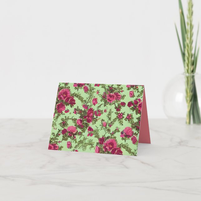 Victorian Pink Roses Thank You Card (Front)