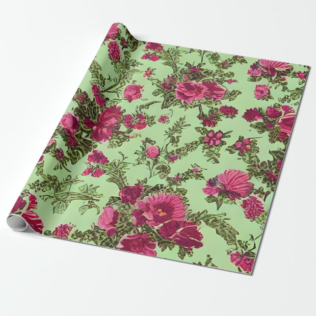 Victorian Pink Roses  Wrapping Paper (Unrolled)