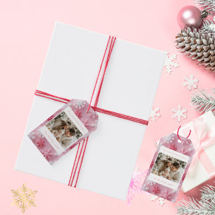 Victorian Pink Snowflake Christmas Photo Gift Tags