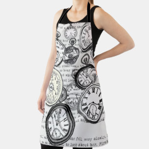Victorian Pocket Watch Collage Alice in Wonderland Apron