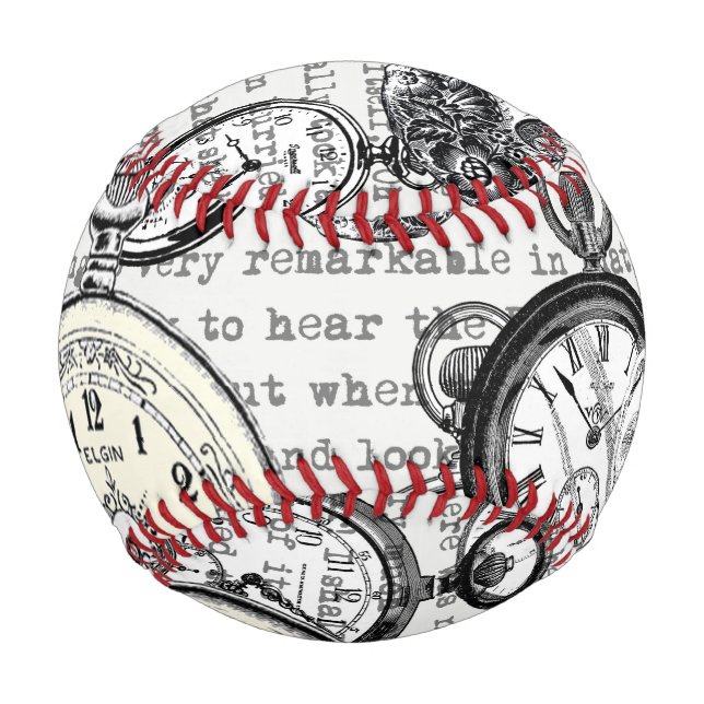 Victorian Pocket Watch Collage Alice in Wonderland Baseball (Front)