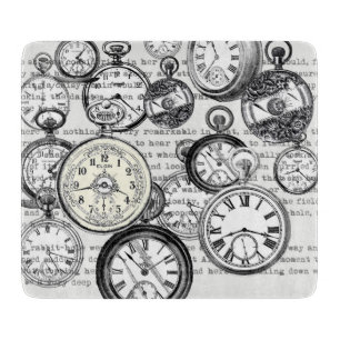 Victorian Pocket Watch Collage Alice in Wonderland Cutting Board
