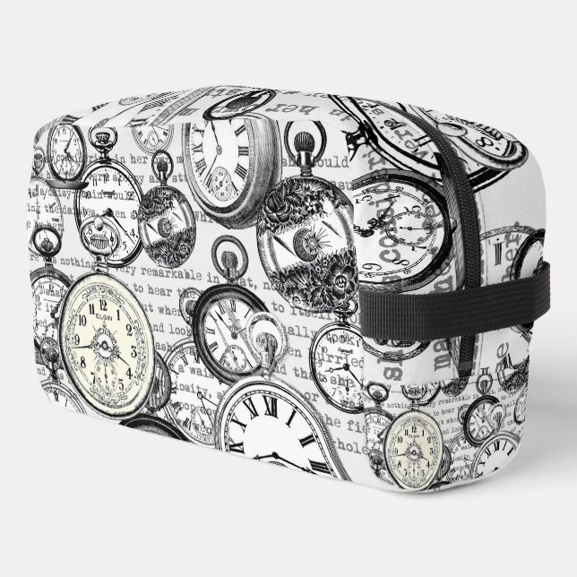 Victorian Pocket Watch Collage Alice in Wonderland Dopp Kit (Left Corner)