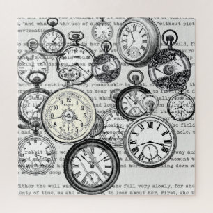Victorian Pocket Watch Collage Alice in Wonderland Jigsaw Puzzle
