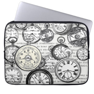 Victorian Pocket Watch Collage Alice in Wonderland Laptop Sleeve