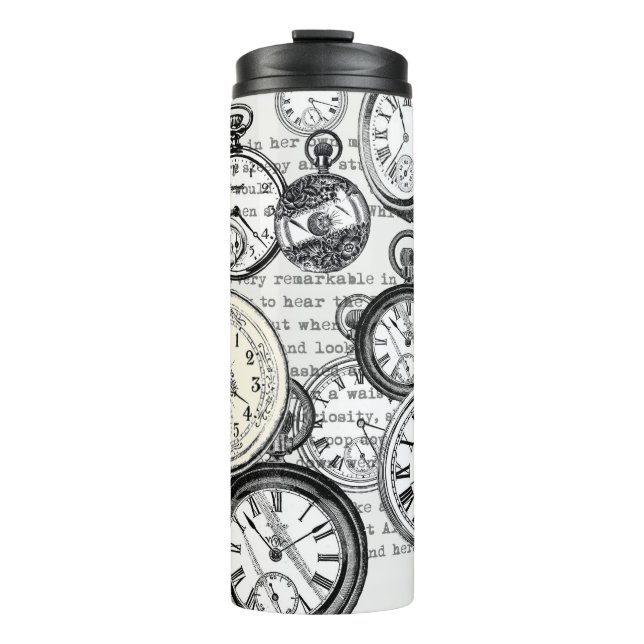 Victorian Pocket Watch Collage Alice in Wonderland Thermal Tumbler (Front)