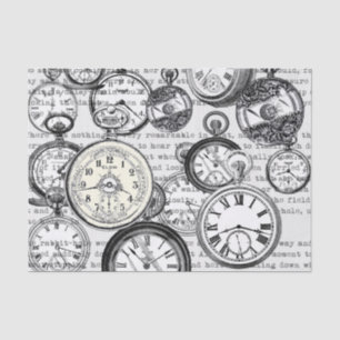 Victorian Pocket Watch Collage Alice in Wonderland Tissue Paper