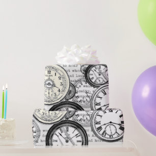 Victorian Pocket Watch Collage Alice in Wonderland Wrapping Paper