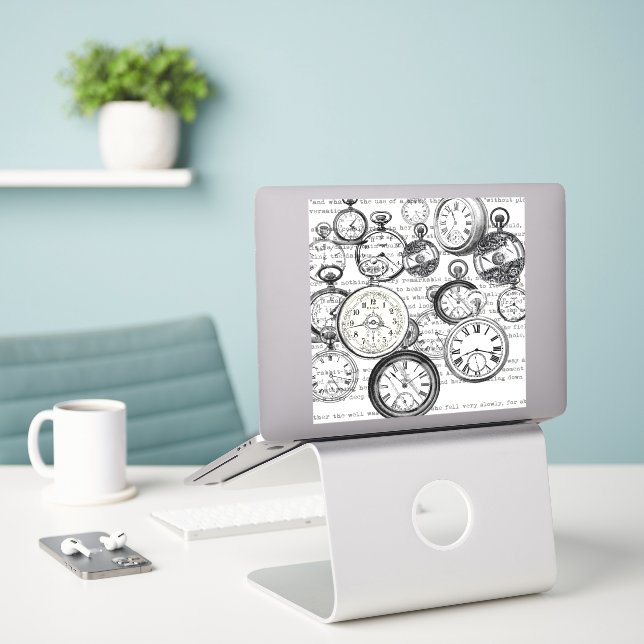 Victorian Pocket Watch Collage Alice Wonderland (Laptop On Desk)