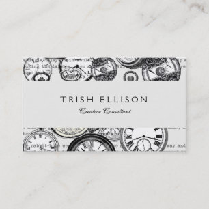 Victorian Pocket Watch Collage Alice Wonderland Business Card
