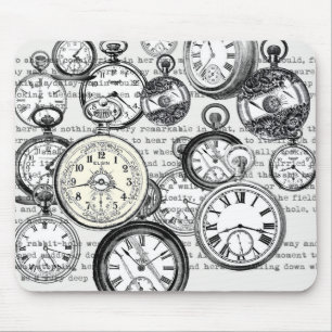 Victorian Pocket Watch Collage Alice Wonderland Mouse Mat