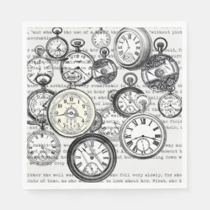 Victorian Pocket Watch Collage Alice Wonderland Napkin