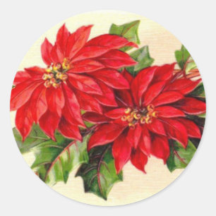 Victorian Poinsettia Christmas sticker