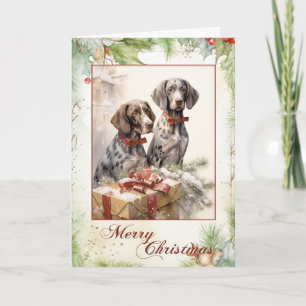 Victorian Pointer Puppy Christmas Holiday Card