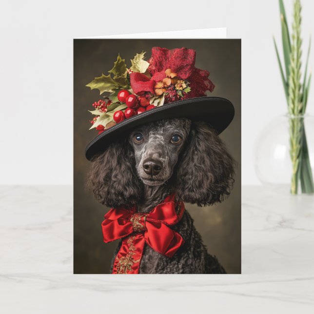Victorian Poodle Christmas Holiday Card (Front)
