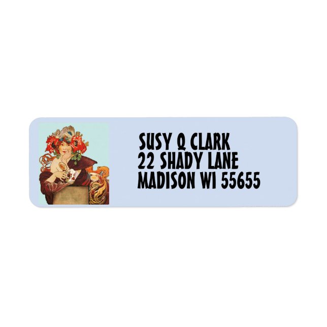 VICTORIAN PRETTY LADY RETURN ADDRESS LABELS (Front)