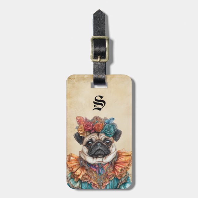 Victorian Pug Dog Luggage Tags (Front Vertical)