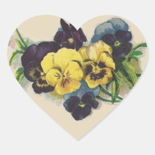 Victorian Purple and Yellow Pansies Flower Sticker