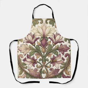 Victorian Purple Cream Ornate Floral  Apron