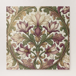 Victorian Purple Cream Ornate Floral Jigsaw Puzzle
