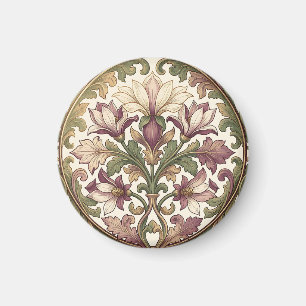 Victorian Purple Cream Ornate Floral Magnet