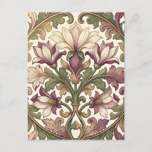 Victorian Purple Cream Ornate Floral  Postcard